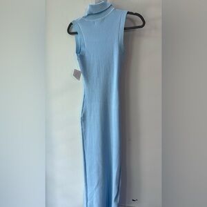Cloud Ten, Blue Ribbed Sleeveless front slit Maxi Dress, Size S | 1819
